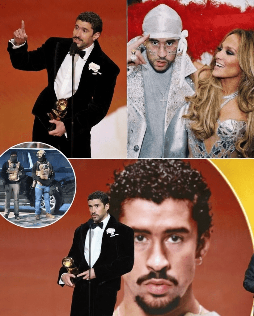 Bad Bunny didn’t ease into his Grammy speech — he detonated it. As he stepped up to accept Best Música Urbana Album at the 2026 Grammys, the global superstar skipped tradition and went straight for a message that froze the room. “Before I thank God,” he said, voice steady, eyes locked forward, “I’m going to say: ICE out.” No smile. No pause. Just a line that cut through the applause and instantly set social media on fire. The Puerto Rican icon, fresh off one of the biggest nights of his career and days away from headlining the Super Bowl LX Halftime Show, used the spotlight not to celebrate himself — but to draw a hard line. 1 image 518