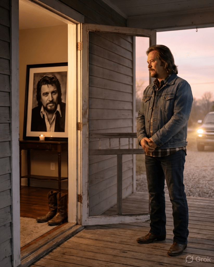 TRAVIS TRITT DIDN’T SPEAK TO WAYLON JENNINGS FOR THE LAST 5 YEARS OF HIS LIFE. WHEN WAYLON DIED IN 2002, TRAVIS DROVE 600 MILES THROUGH THE NIGHT — JUST TO SIT ON HIS PORCH AND SAY NOTHING. Waylon saw something in Travis that reminded him of himself — the fire, the stubbornness, the refusal to play Nashville’s game. He told people Travis was “the real deal.” Travis called Waylon the reason he picked up a guitar. But somewhere in the late ’90s, the phone calls stopped. No fight. No argument. Just two proud men who never learned how to reach out first. On February 13, 2002, Waylon Jennings was gone at 64. Travis didn’t go to the memorial. He didn’t call Jessi. He got in his truck at midnight and drove 600 miles to Nashville. He sat on Waylon’s porch until sunrise. Waylon’s boots were still by the door. He never told anyone what he said that morning. Maybe he said nothing. Maybe that was the point — two outlaws and the silence that outlasted both of them. 1 image 697